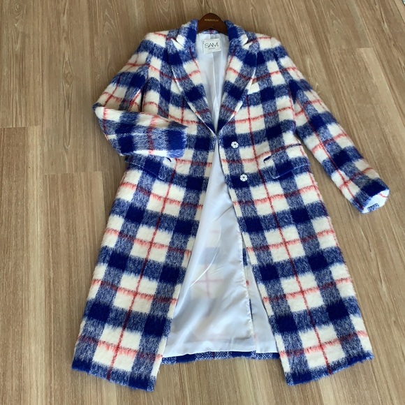 SAM New York brushed wool multicolored plaid women’s size small coat - Picture 7 of 17